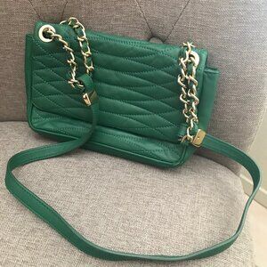 BCBG Max Azria handbag, 100 % goat leather, green, excellent